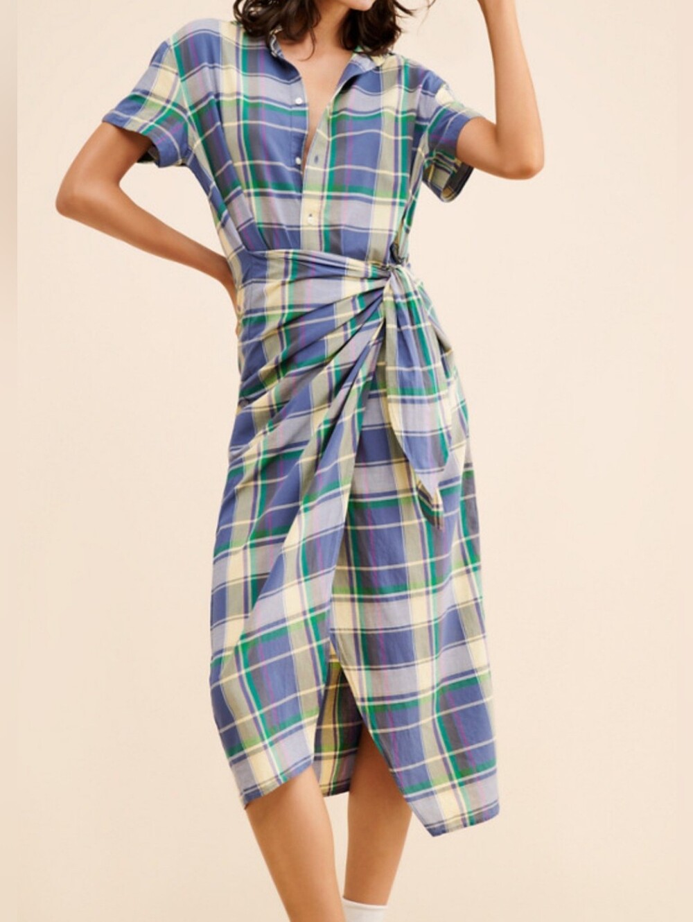 Polo Ralph Lauren Plaid Cotton Faux-wrap Shirtdress